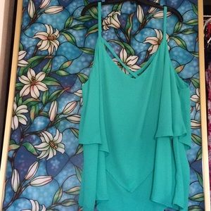 Turquoise double layer chiffon tank